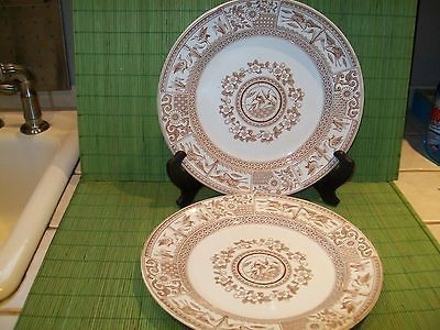 Set of 2 Kioto Late Mayers Brown Transferware Stork Bird Plate date 