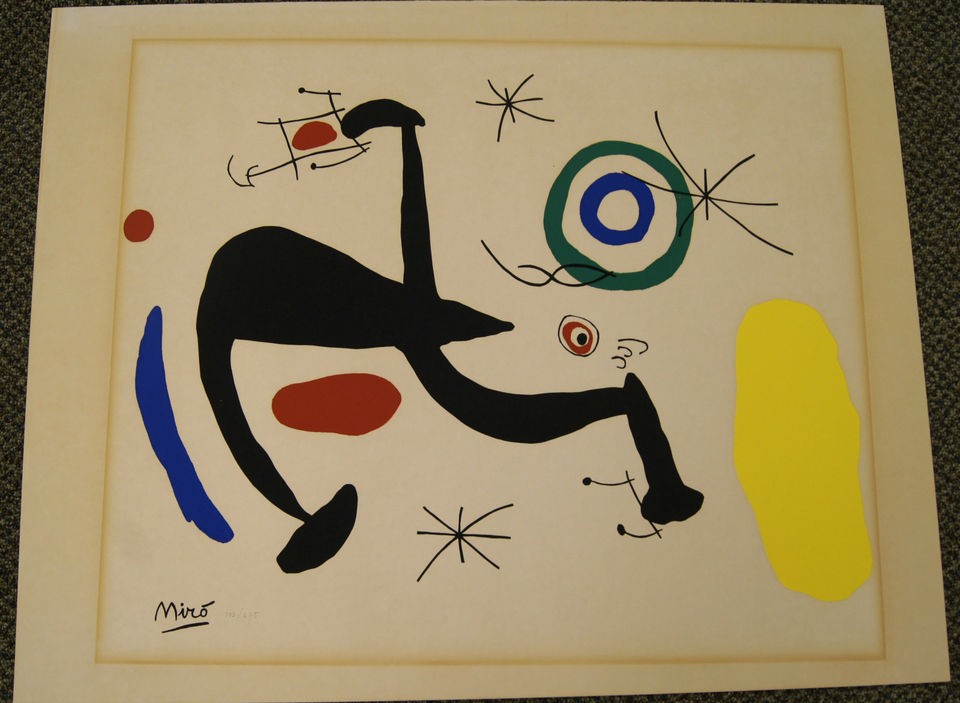 Joan Miro Org Etching Engraving Aquatint Colored LE 105/375 23 x 29 