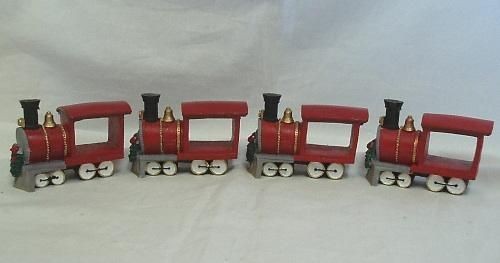 INDIVIDUAL NAPKIN HOLDERS SET OF 4 CHOO CHOO TRAINS RESIN FUN FOR KIDS