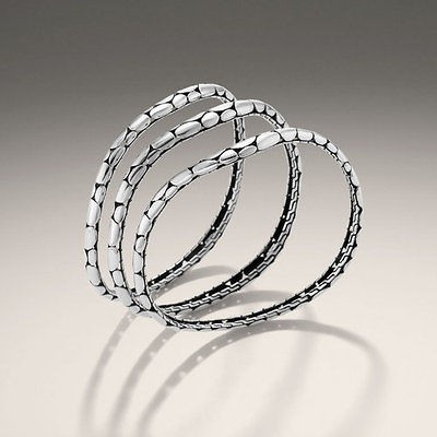 John Hardy Kali Arus Silver Set of 3 Slim Bangles (m)