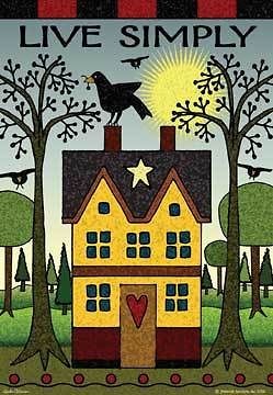 12x18 Primitive Live Simply House Trees Crow Garden Flag