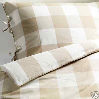   Ruta Beige White Checkered King Duvet Quilt Cover Set Plaid Cottage