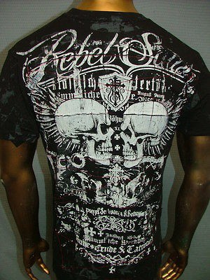 REBEL SAINTS by AFFLICTION Black ANGUISH Fight BIKER UFC XZAVIER T 