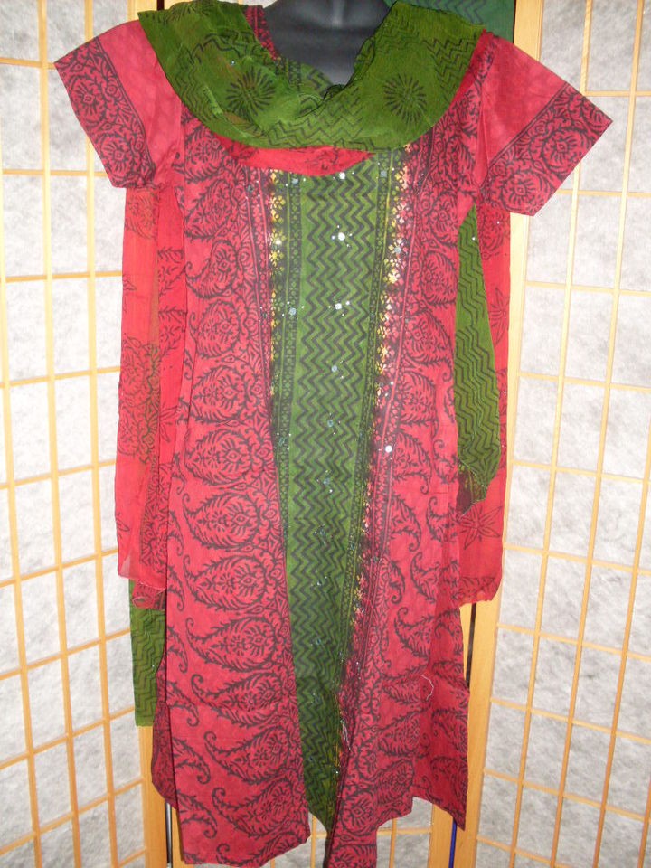 Indian Pakistani Cotton Mirror Emb Salwar Kameez Suit 44 XL CHRISTMAS 