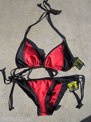 NEW♥ Body Glove Lady Bug BIKINI SWIMSUIT Size L Black Red Scrunch 