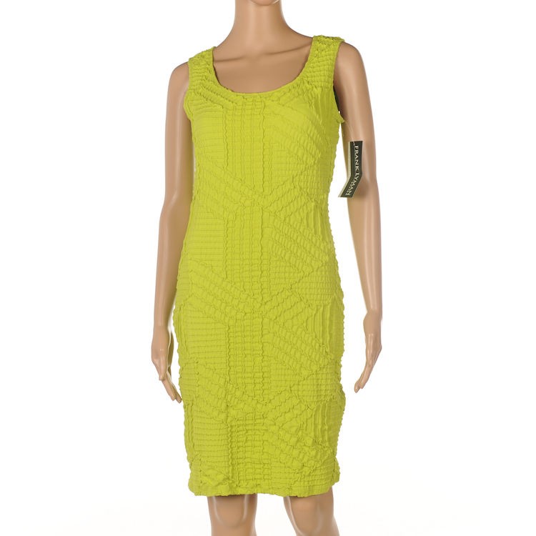 WM 15 FRANK LYMAN Lime Green Sleeveless Shift Dress SZ 36/UK 10 RRP £ 