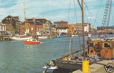 UK Great Britain The Quay Poole Fishing Motor Boats Sailboat Dock 1977 