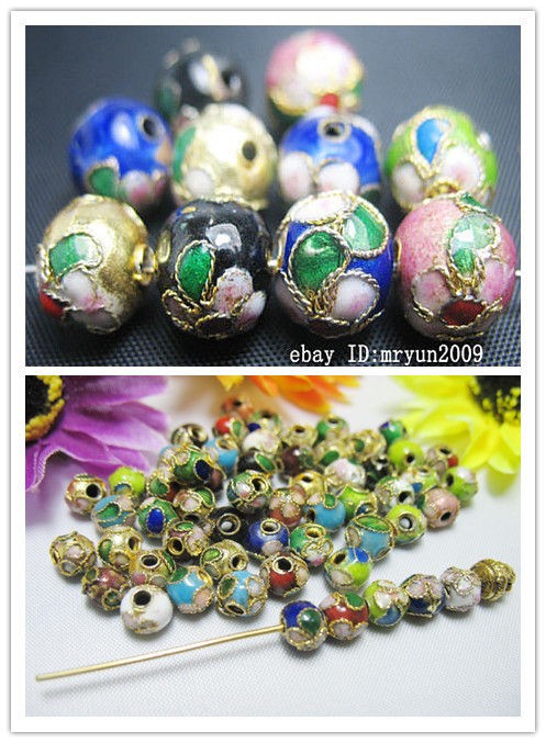   100pcs mixed color cloisonne Fit Charms Bracelet Spacer Beads 6mm 10mm