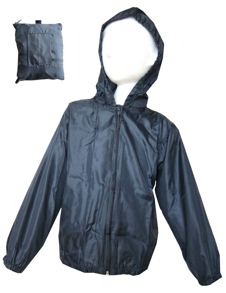 Boys/Girls New Kagol/Lightweight Blue Rain Jacket In Bag With Belt 