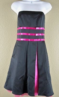 Betsy & Adam By Linda Bernell Black Pink Retro Party Strapless Dress 