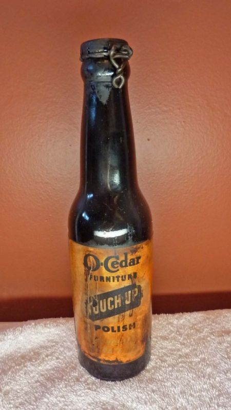 wwii o cedar brown glass bottle w pigtail cap nice