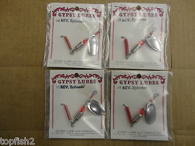 Gypsy Lure #3 Reverse Spinner, Single Hook, 4 Packs (New/Old Stock)