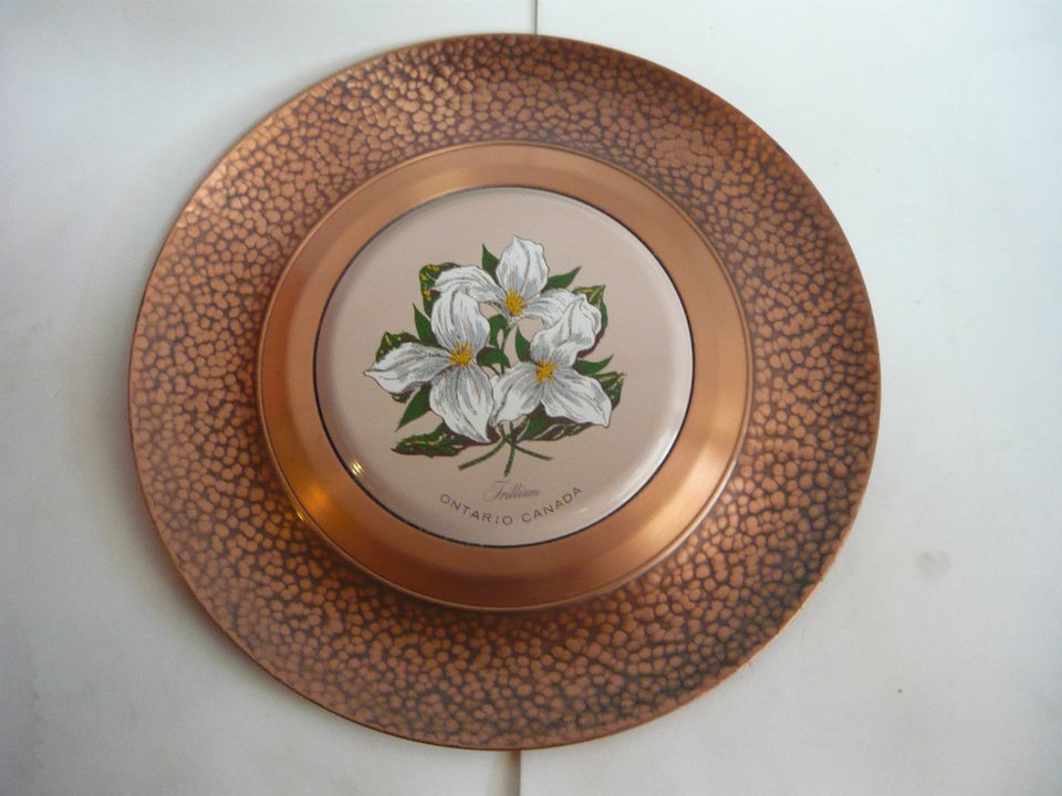 Vintage ONTARIO CANADA TRILLIUM FLOWER TRAY COPPER FANTASY COPPERWARE 