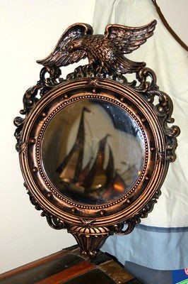   Century Syroco Wall Mirror Convex Bullseye Large Eagle Round Federal