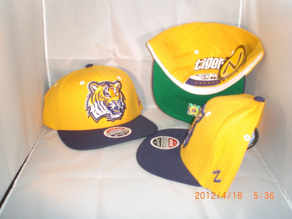 LSU TIGERS YELLOW N PURPLE MONSTER LOGO SNAPBACK HAT GREEN UNDERBILL