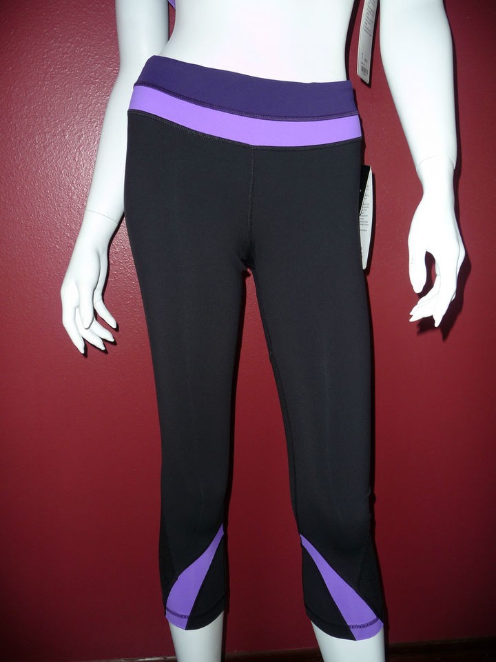 lululemon Run Inspire Crop II size 4 & 6 Black/Dense Purple/Power 