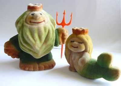 1970s USSR Estonian Vintage Polymer Toys NEPTUNE & MERMAID