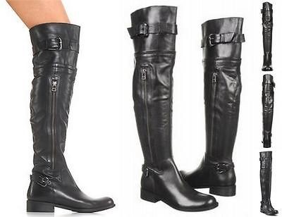 Steve MADDEN Black 23 Over The Knee SABRA Steel Buckle Tall Riding 