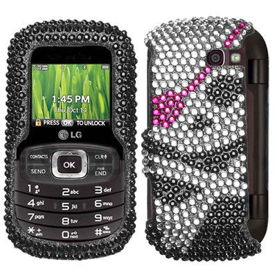 lg octane vn530 crystal case cover black skull bling expedited