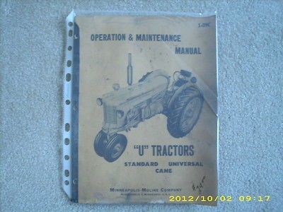    mo​line company u tractors operation maintenance manual 1950s