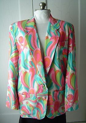 LILLIE RUBIN Womens JACKET Blazer Sz 4 PINK Orange BLUE Green White 