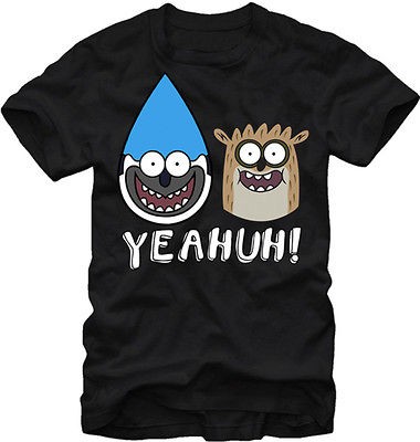 Regular Show Mordecai and Rigby Face Yeahuh Cartoon Adult T Shirt Tee