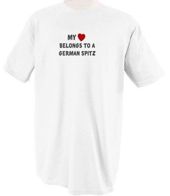 HEART BELONGS TO A GERMAN SPITZ ANIMAL PETS CATS DOGS T SHIRT TEE 