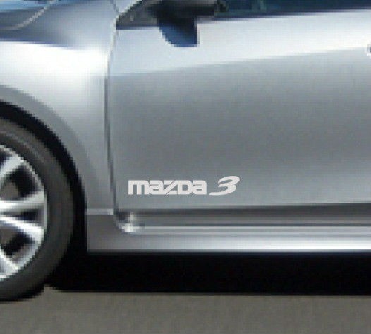 MAZDA 3 Mazdaspeed Hatchback Decal sticker emblem logo WHITE (PAIR)