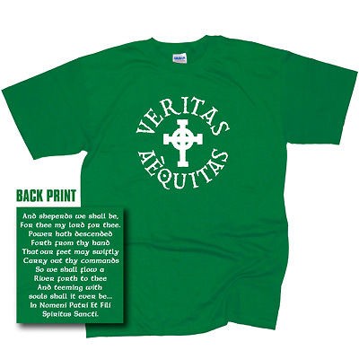 VERITAS AEQUITAS IRISH BOONDOCK T SHIRT GREEN ST PATRICKS DAY BEER 