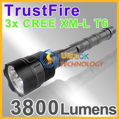 NEW CREE 3*T6 LED 5 modes 3800Lumen flashlight torch lamp Light (fit 2 