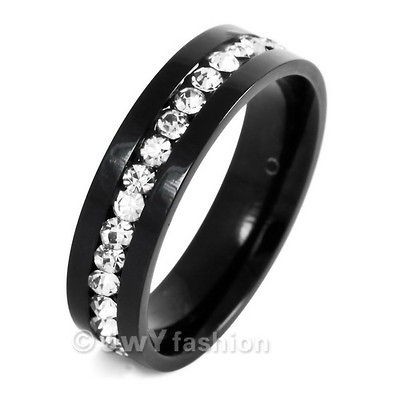   10,11,12,13 Black Classic CZ Stainless Steel Mens Rings VE400