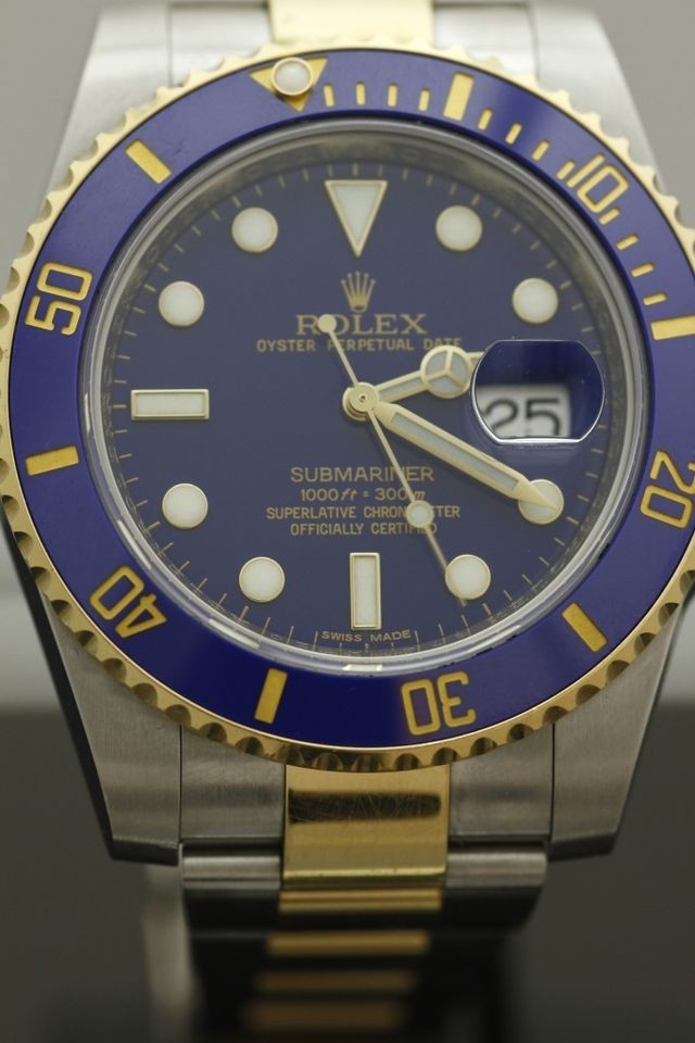 GENTS 2012 BI METAL ROLEX PROFESSIONAL SUBMARINER WATCH 16610 LN 50 18 