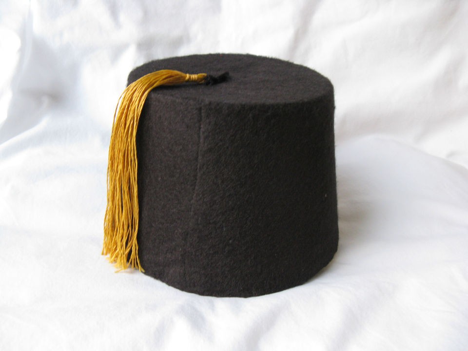 egyptian black fez tarboush with gold tassel 22 5 time