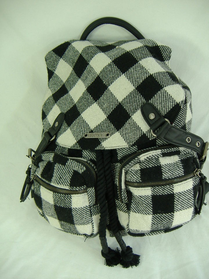   ROXYMore Ways Than One White Black Backpack Messenger Book Bag Wool