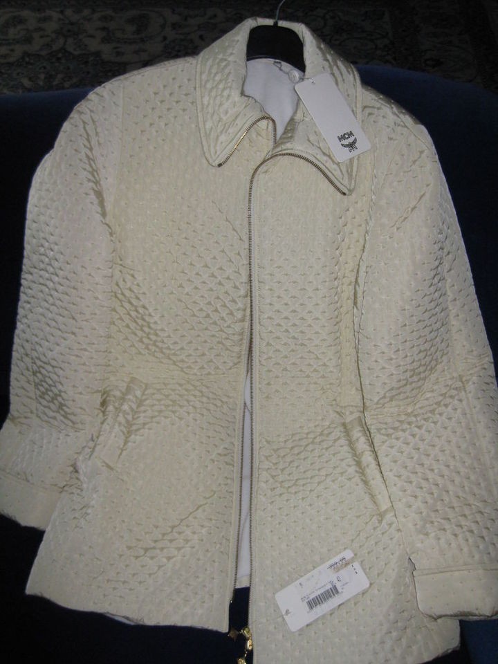 authentic mcm lady s jacket in champagne size l new