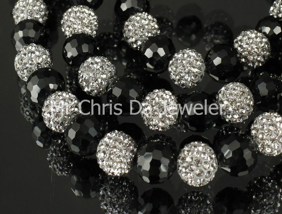 MENS BLACK GRAY ICED ONYX MACARAME BEAD BALL CHAIN NECKLACE SOULJA 