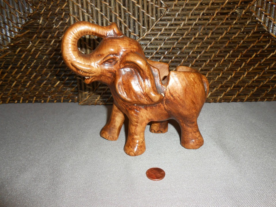 elephant figurine pottery ashtray brown  17 95