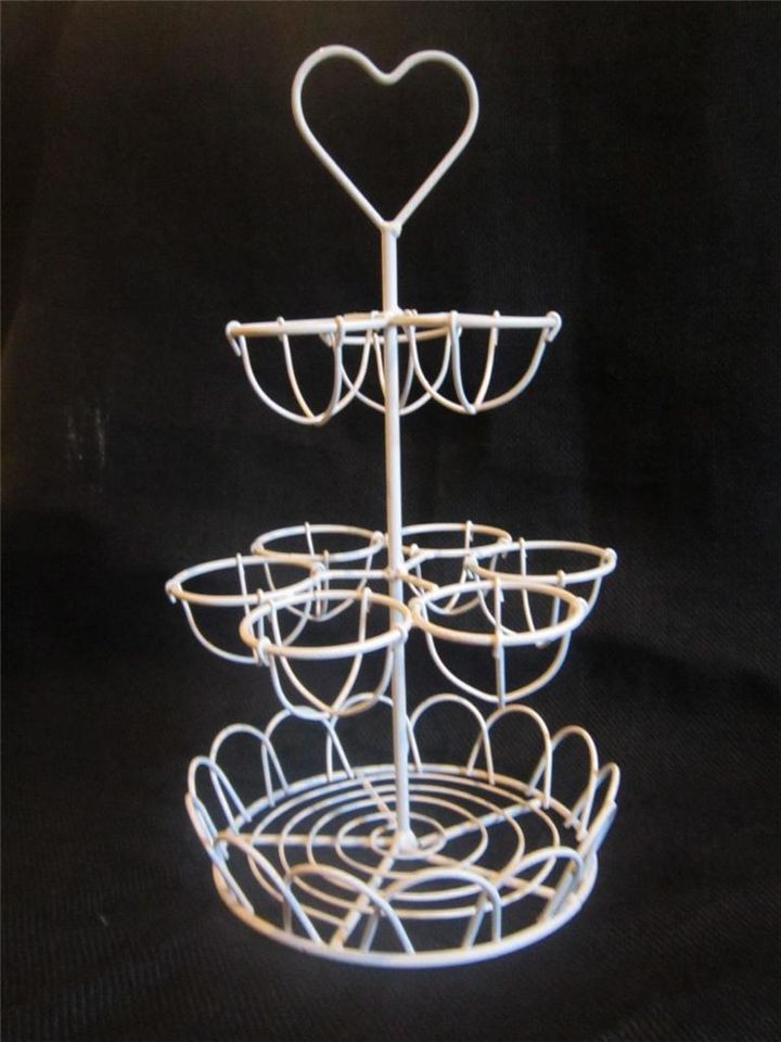   EGG RACK HOLDER METAL WHITE HEART WEDDING GIFT PRESENT KITCHEN COUNRTY