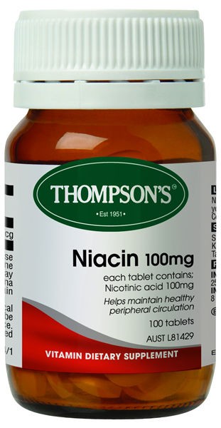   NIACIN (Nicotinic Acid) 100mg 100 Tablets / Thompsons Vitamin B Group