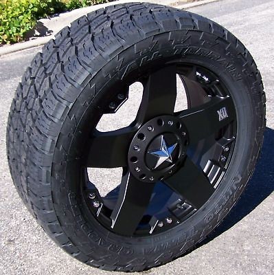 20 XD ROCKSTAR WHEELS & NITTO TERRA GRAPPLER TIRES 8 LUG CHEVY FORD 