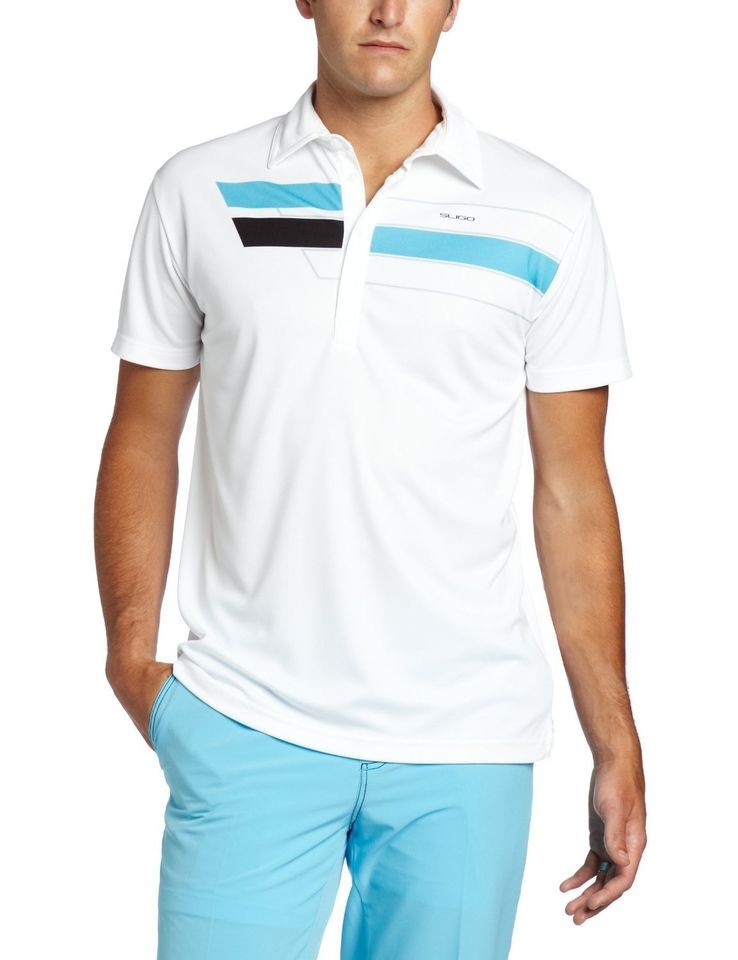 New with tags Sligo Mens Scotty Short Sleeve Golf Polo, White/Reef 