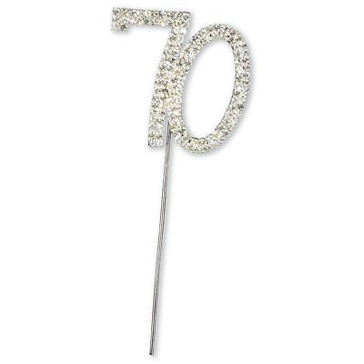 70 th birthday diamante cake pick topper decoration time left