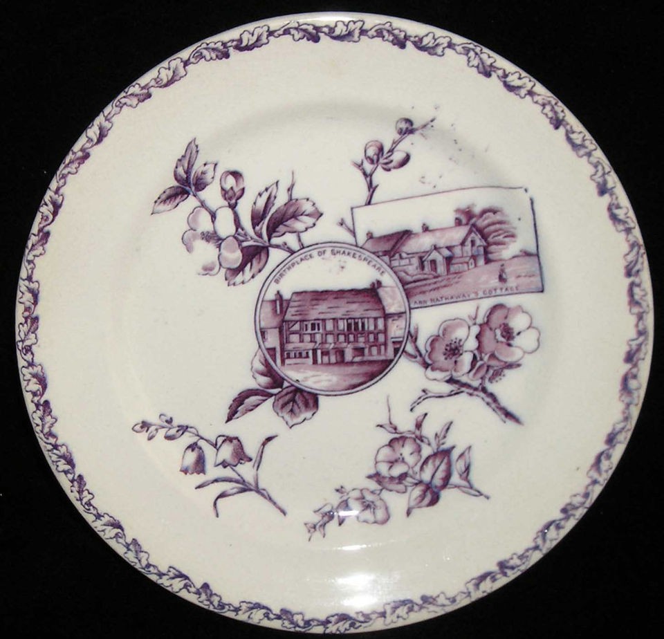 c1872 mulberry transferware 8 shakespeare plate  25