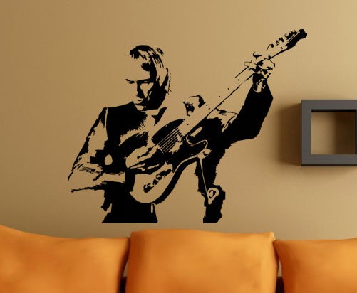 PAUL WELLER WALL ART STICKER DECAL STENCIL DESIGN GUITAR MODFATHER THE 