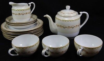 lot 15 pcs jyoto occupied japan floral china tea set