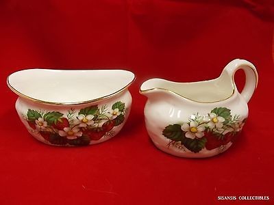 Hammersley Fine Bone China Strawberry Ripe Sugar & Creamer Set