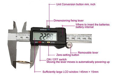   150mm 6Titanium Digital LCD Vernier Micrometer Caliper 6 Inch 0.01mm