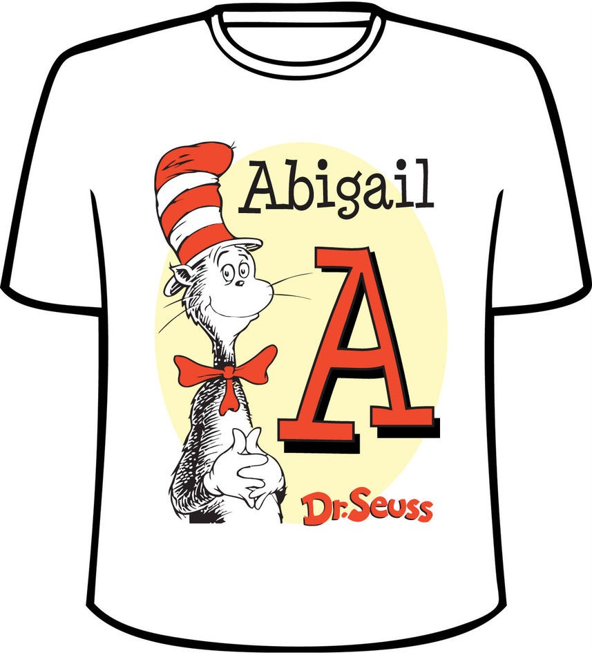 Personalized Dr. Seuss Cat In The Hat Name and Initial T Shirt