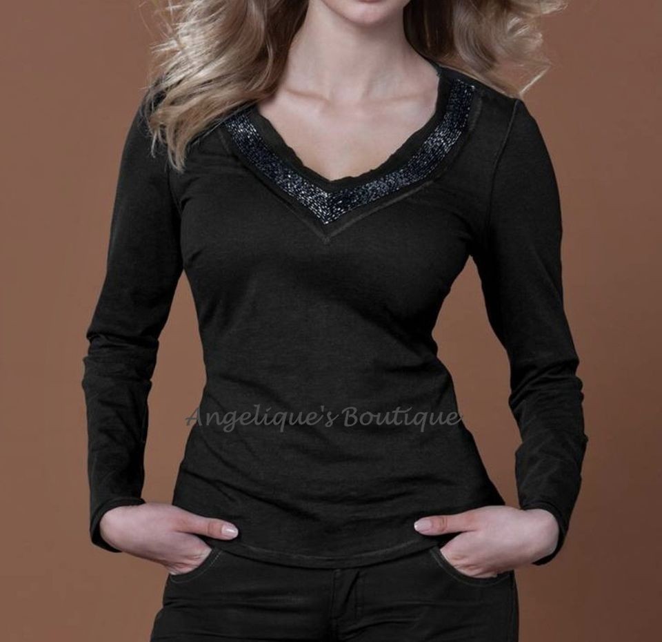 PEPPERBERRY BRAVISSIMO SIZE 8 18 BLACK EMBELLISHED NECKLINE TOP C/RC R 