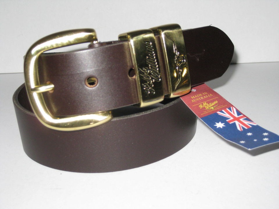 BNWT RM Williams Chestnut CB444 Belt 1.5 Solid Hide Gold Buckle & 2 